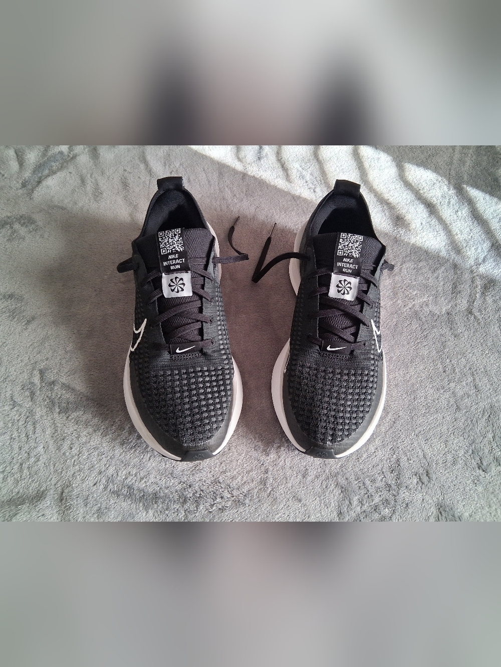 Nike Interact Black and White Athletic Knit Running Shoes